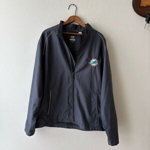 Miami Dolphins Cutter & Buck WeatherTr. Windbreaker Jacket XL
